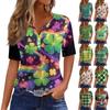Women's T Shirt Tee Print Button Short Sleeve Daily Weekend Fashion Basic V- Neck Regular Top St. Patrick's Day