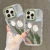 White Tulips Suitable for Apple 16 Mobile Phone Case 15 Full Cover Anti-fall 14 Mirror Cream Shell 13 High-end 12 Creative