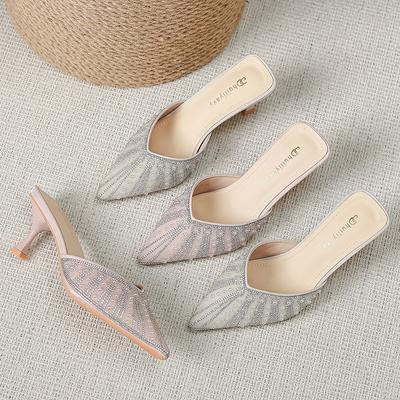 Босоножки на тонком каблуке Water Diamond, весна/лето, пикантные туфли на высоком каблуке с острым носком, темпераментные полутапочки Baotou