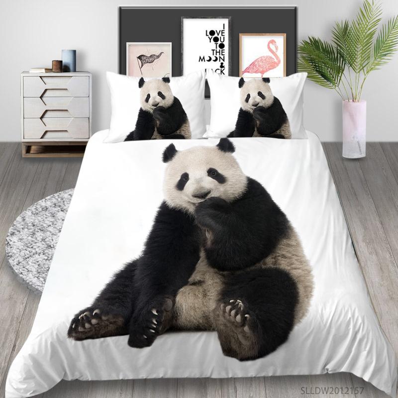 3D Panda Series Bedding Set Animal Theme Series Quilt Cover Pillow Case 2 or 3 Pieces of Microfiber Fabric AU Extra Large Home Decoration