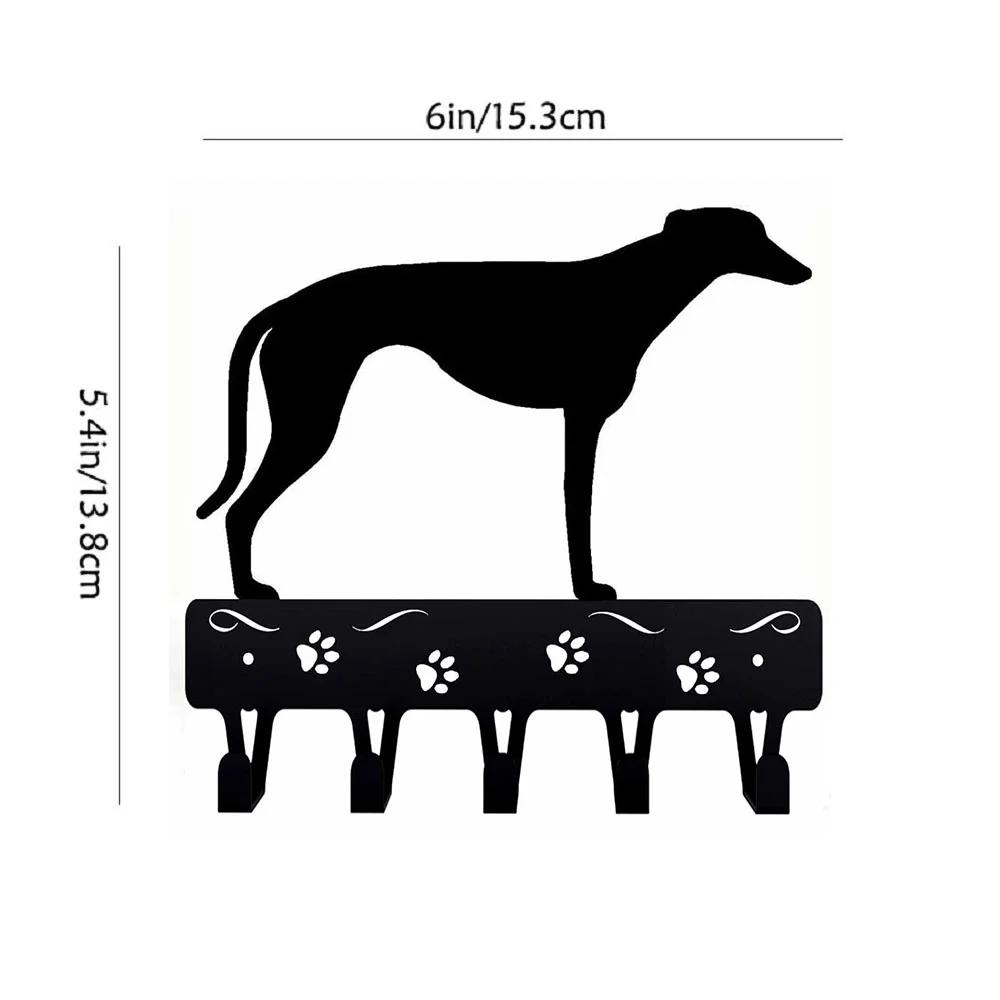 Greyhound Key Rack & Dog Leash Hanger - 9 Inch/6 Inch Metal Wall Art for Wall-mounted Hooks - Stylish Key Holder Artwork