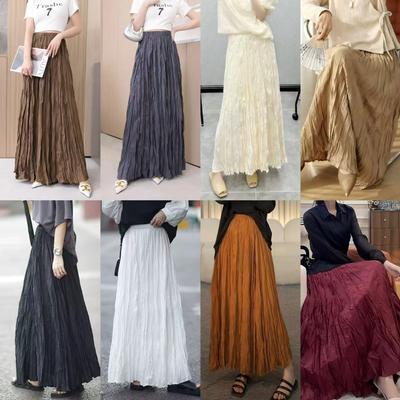 DX~~ Длинная ленивая юбка, большая юбка, плиссированная юбка, изогнутая юбка, эластичная талия, плиссированная юбка в промежности