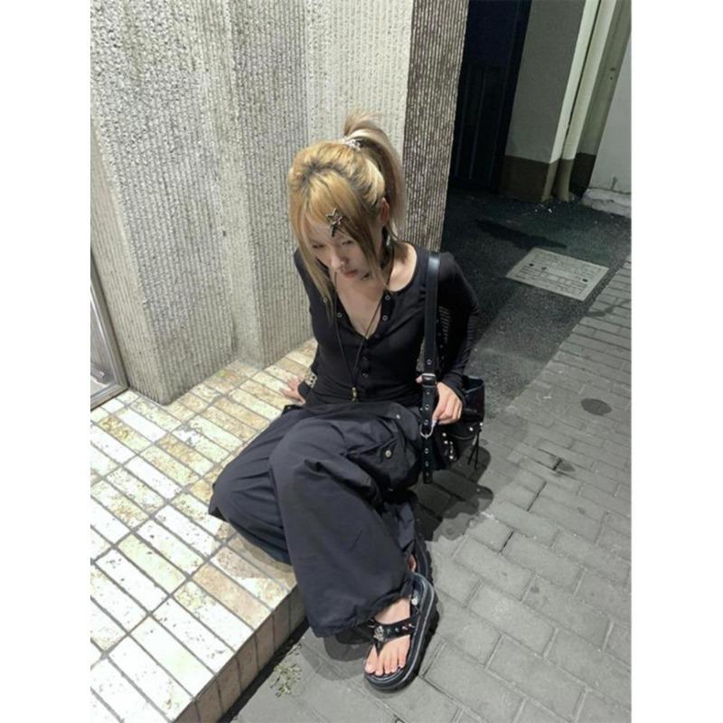 2KWEIRD Y2k Японская футболка Женская Кружевная с Длинным Рукавом Принт Графические Топы Уличная Одежда Американский Ретро 90-е Кроп-топы