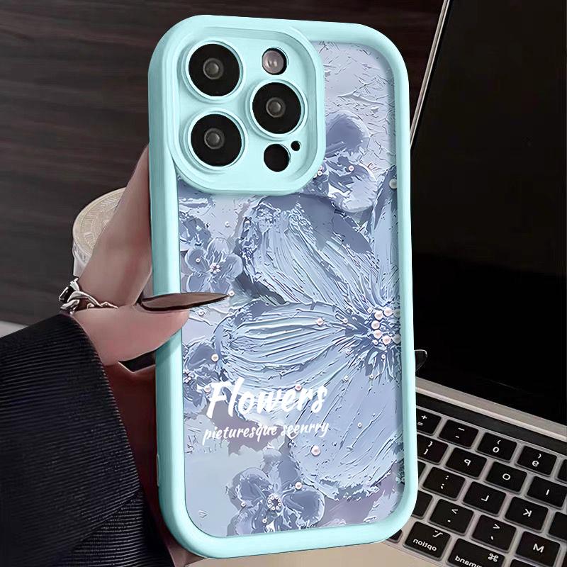 Мягкий чехол из ТПУ с рельефным цветком для iPhone 16 15 Pro Max 14 Plus 13 12 11 Pro Max Xr X Xs 7 8 Plus, противоударный защитный чехол для линз цвета конфет