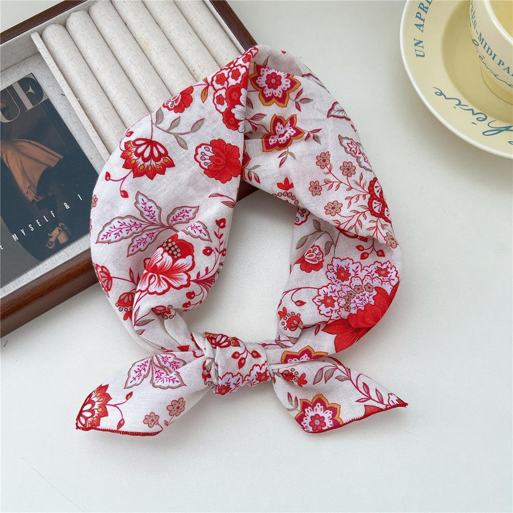 Маленький квадратный шарф из хлопка и льна, шелковый шарф, женский, весна и осень, новый стиль, художественный и универсальный, модный, темпераментный шарф-повязка на голову