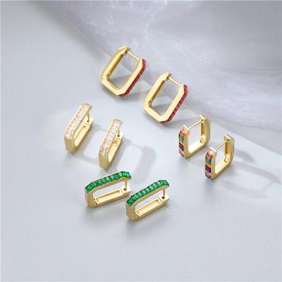 Новые серьги из титановой стали европейские и американские легкие роскошные серьги высокого уровня из титановой стали с бриллиантами квадратного цвета высокого уровня