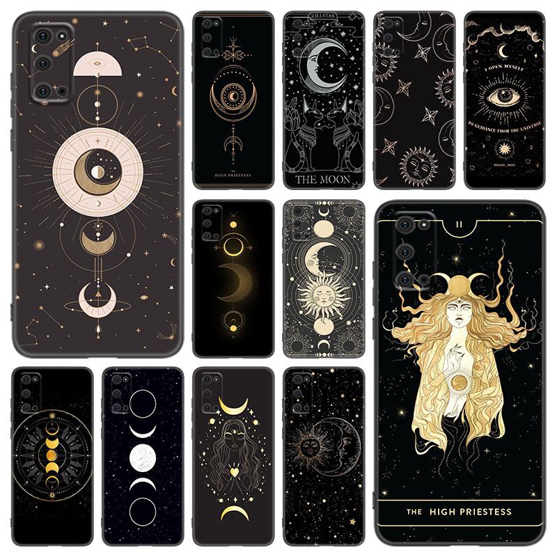 Witches Moon Tarot Mystery Totem Phone Case For Samsung Galaxy S22 Pro S21 S20 Ultra FE S10 Lite S9 S8 Plus S10E 5G Black Cover