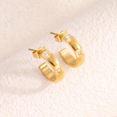 Серьги-гвоздики из титановой стали - Изогнутые серьги-гвоздики в форме четырехлистника и сердца, инкрустированные бриллиантами, для женщин, модные и универсальные.