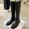 Женские высокие сапоги, модные женские нескользящие водонепроницаемые зимние сапоги из искусственной кожи на молнии, высокие сапоги до колена, женские сапоги на толстой платформе