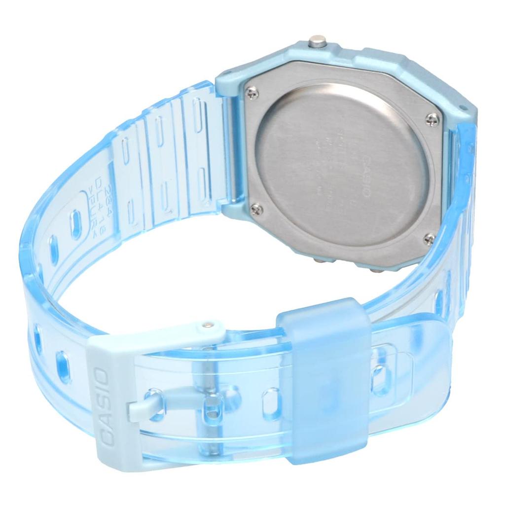 Casio F-91WS-2 Цифровые кварцевые часы, Унисекс, Прозрачно-голубые [Параллельный импорт]
