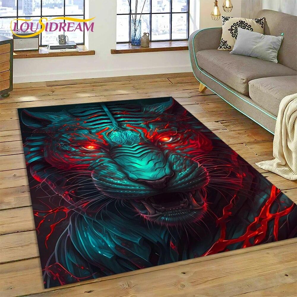3D зверь, тигр, лев, животное, дикая природа, мультяшный ковер, ковер для дома, гостиной, спальни, дивана, коврик для двери, декор, детский коврик, нескользящий коврик