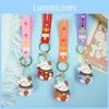 Adorable Cartoon Lucky Cat Keychain Pvc Rubber Car Key Accessory Cute Bag Charm Gift