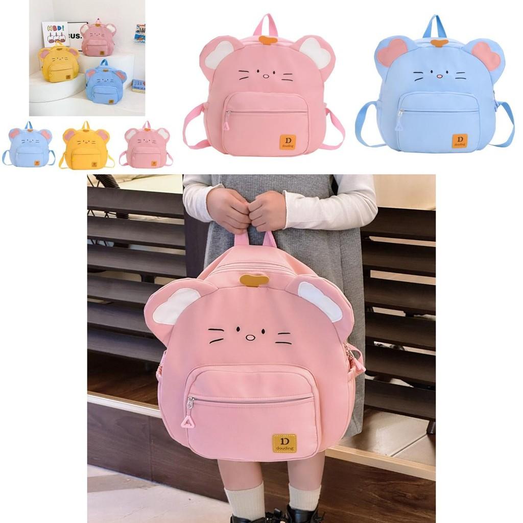 Cute Cartoon Cat Backpack For Kids Large Capacity Durable Nylon School Bag For Ages 3 To 4 Years