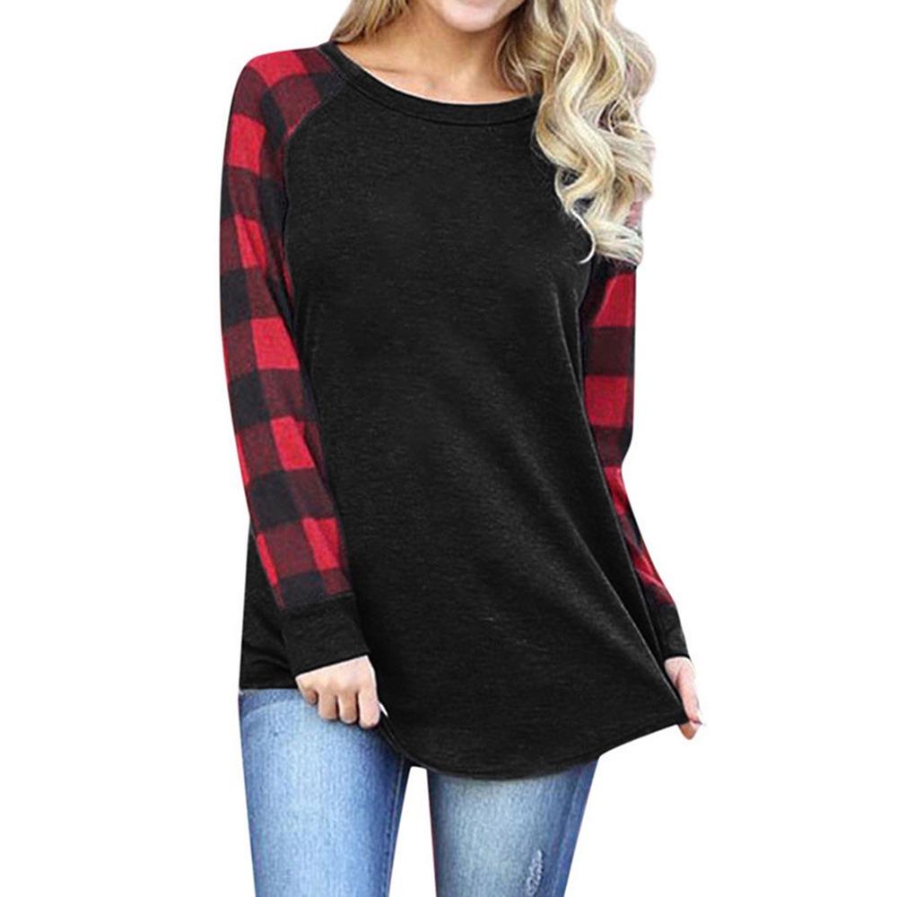 HNXC Женская мода повседневная осень-зима с длинным рукавом и круглым вырезом блузки и рубашки