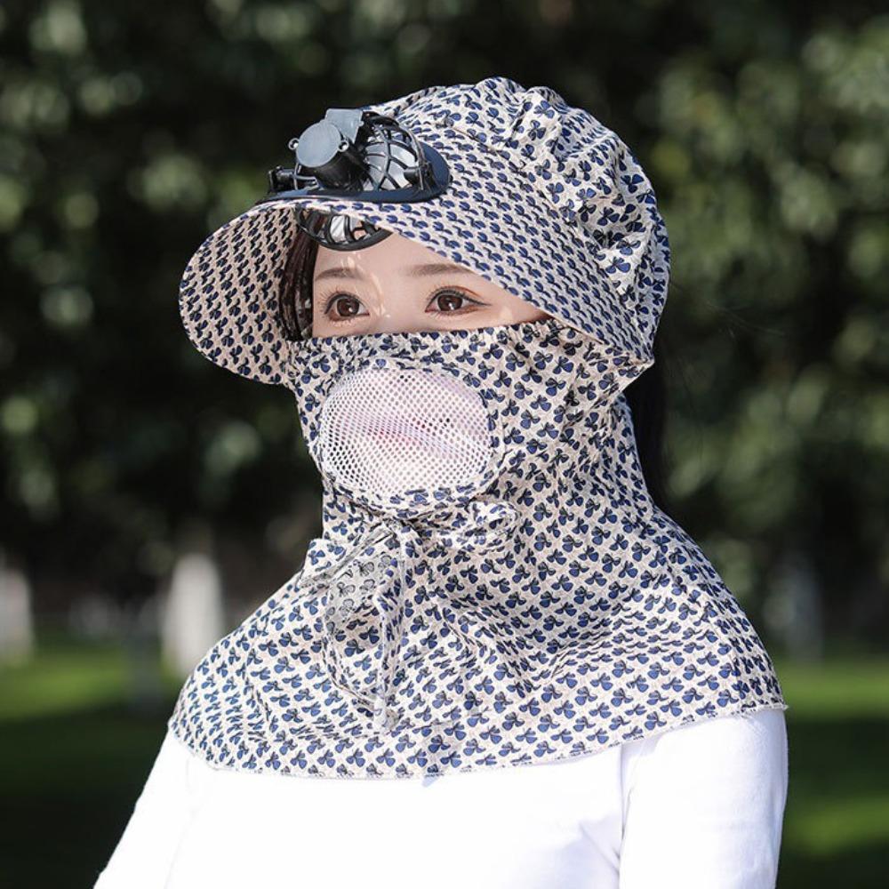 with Electric Fan Face Hood Hat Breathable Sunscreen Hat New Fan Camping Hat Outdoor