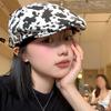 Японская ретро кепка с молочным узором спереди для девочки с большим обхватом головы и беретом, открывающая лицо, маленькая универсальная кепка художника-газетчика