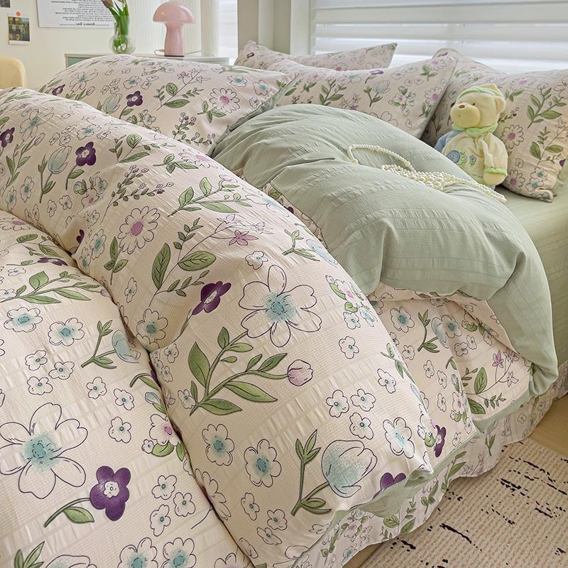 Постельное белье с цветочным принтом, комплект одеяла с наволочкой, простыня, односпальная кровать, комплект постельного белья, пододеяльник, двуспальная кровать размера «queen-size»