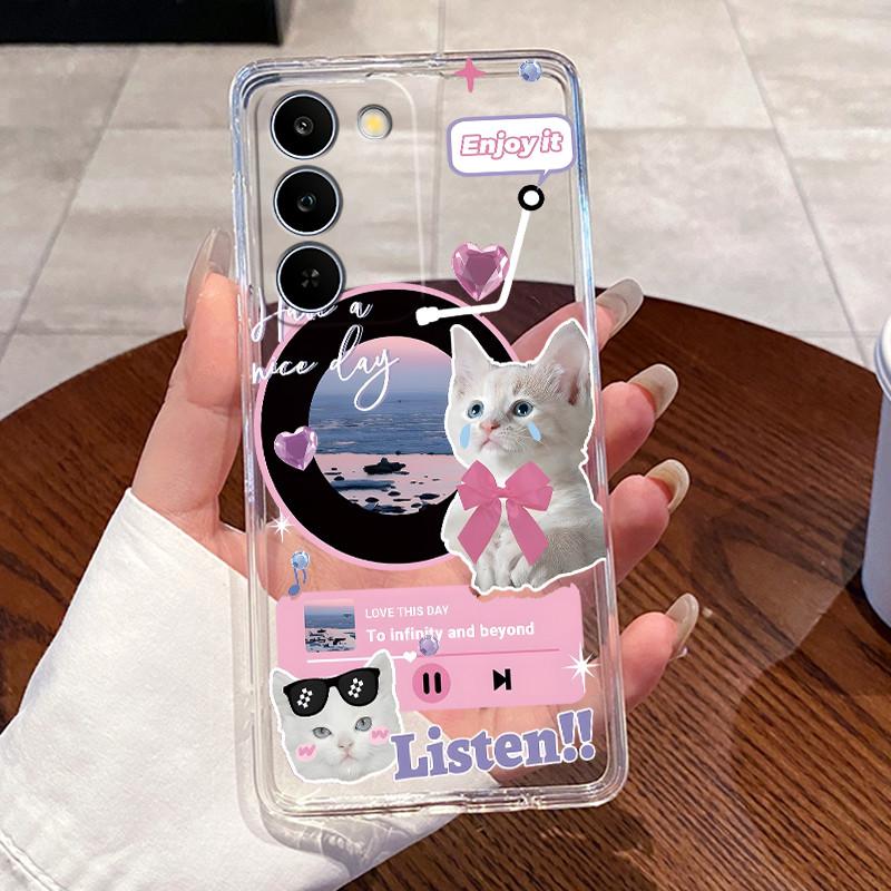 Гелевый чехол для Realme C83 5G Capa Coque Прозрачный силиконовый мягкий ТПУ задняя крышка Милый котик кролик сердце Защитный чехол Fundas
