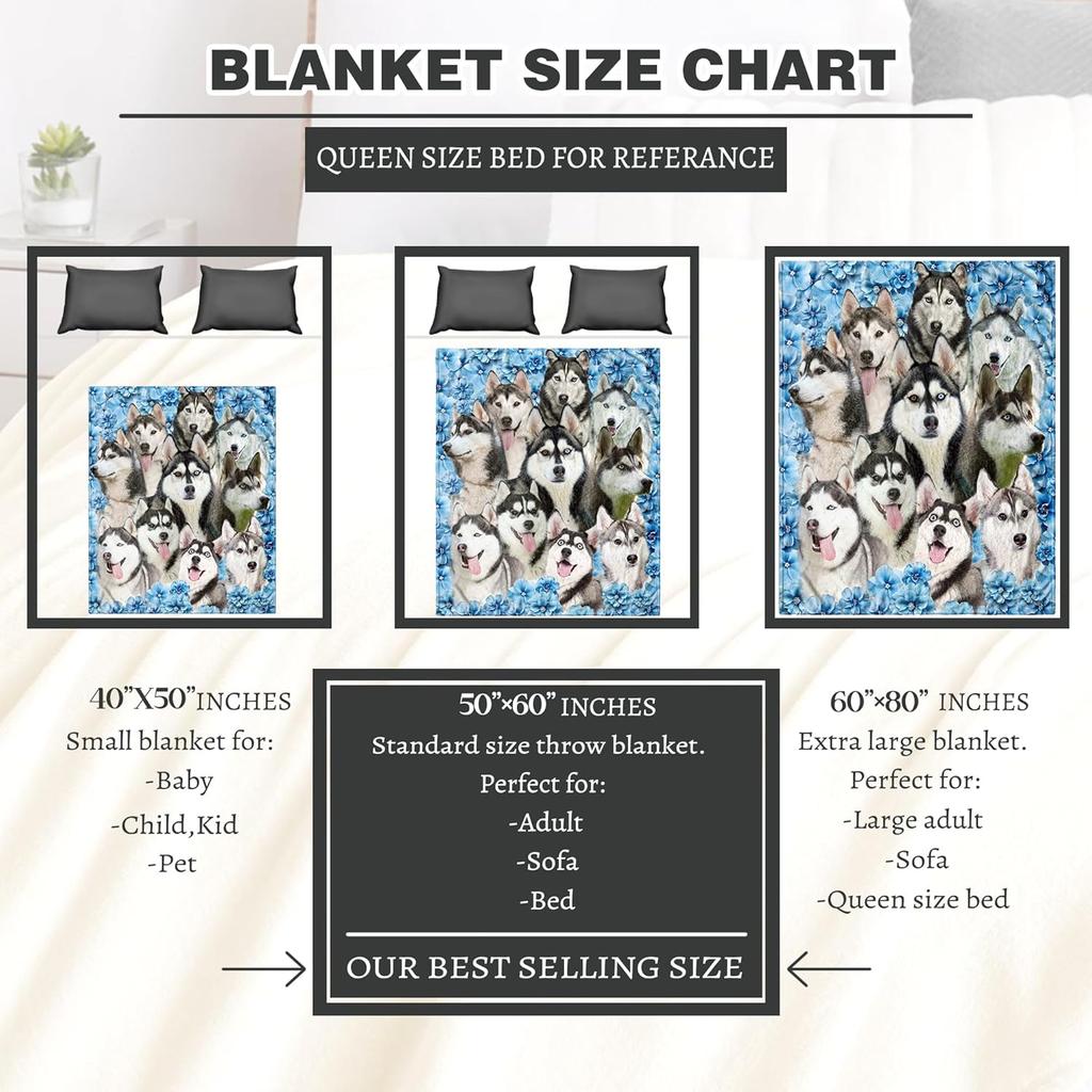 Плед для питомца с принтом хаски, Милый чехол для питомца с головой собаки, Мягкий и удобный, Стираемый и легко чистящийся, Плед для сна питомца