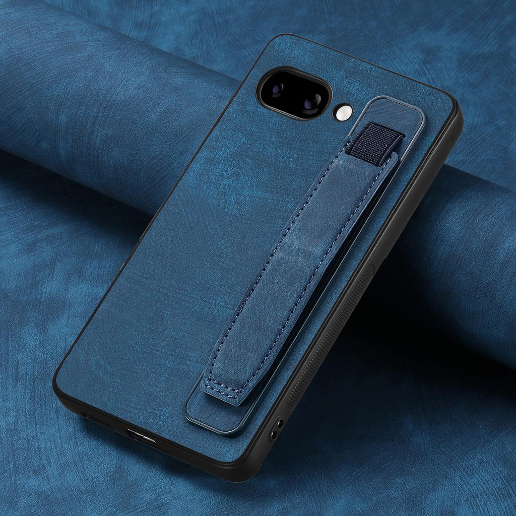 For Google Pixel 9a Case with Wristband Kickstand Leather+TPU Phone Cover