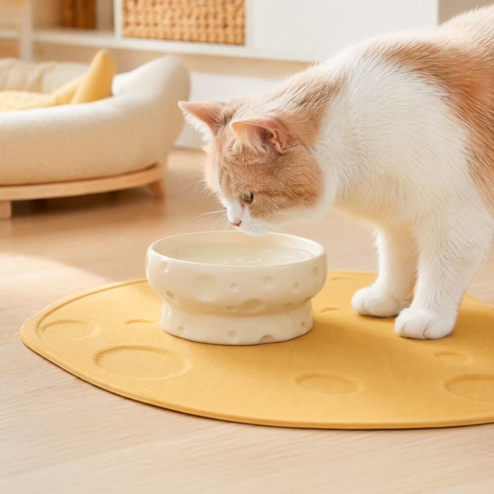 Cheese Shape Neck Protection Bowl Large Diameter High Foot Bowl Pet Food Bowl for Pets Cats Dogs