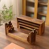 4Pcs/Set Wooden Tiered Riser Display Stand 4-Tie Perfume Organizer Stand Rustic Dessert Spice Figure Display Rack Riser Shelf Decoration