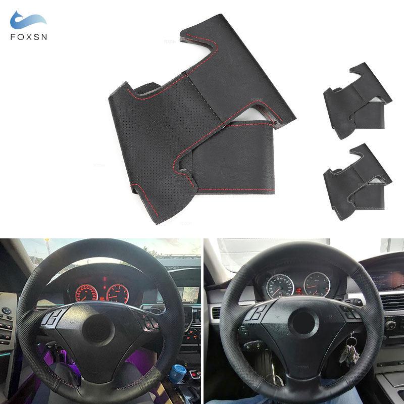 For BMW 5 Series E60 E61 2004 2005 2006 2007 2008 2009 Hand-stitched Car Steering Wheel Leather Cover Trim Interior