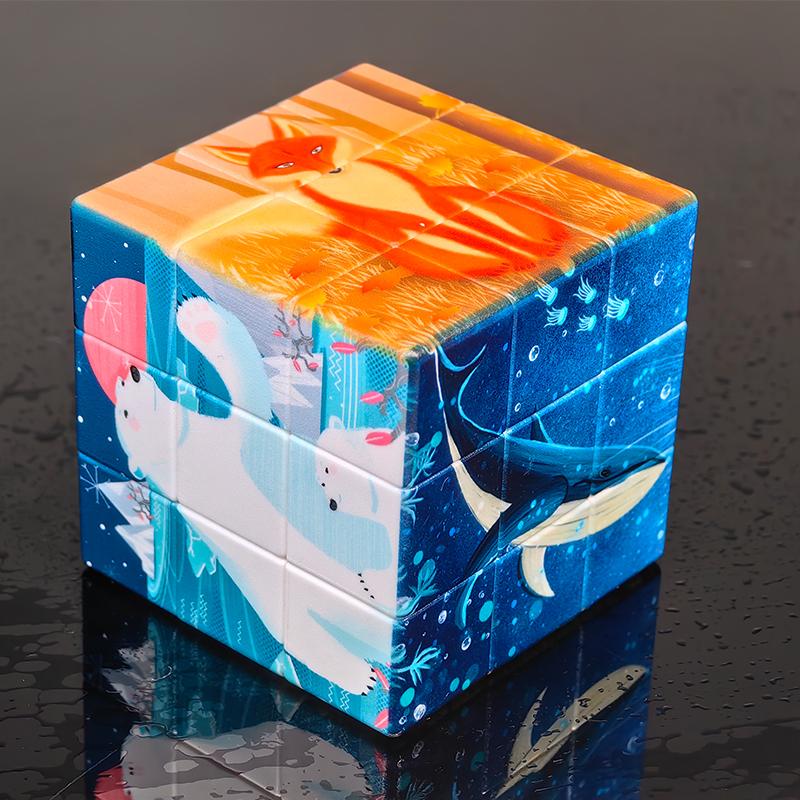 3D 3x3x3 Magnetic Cube 3x3 Speed Cube Print Animal Magic Cube Professional Magnetic Funny Cube Puzzle Toys For Children