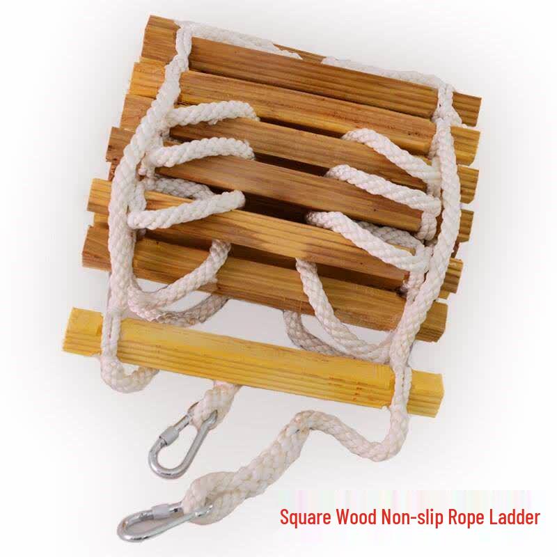 Jundingying Anti-slip Wood Rung Safety Rope Ladder