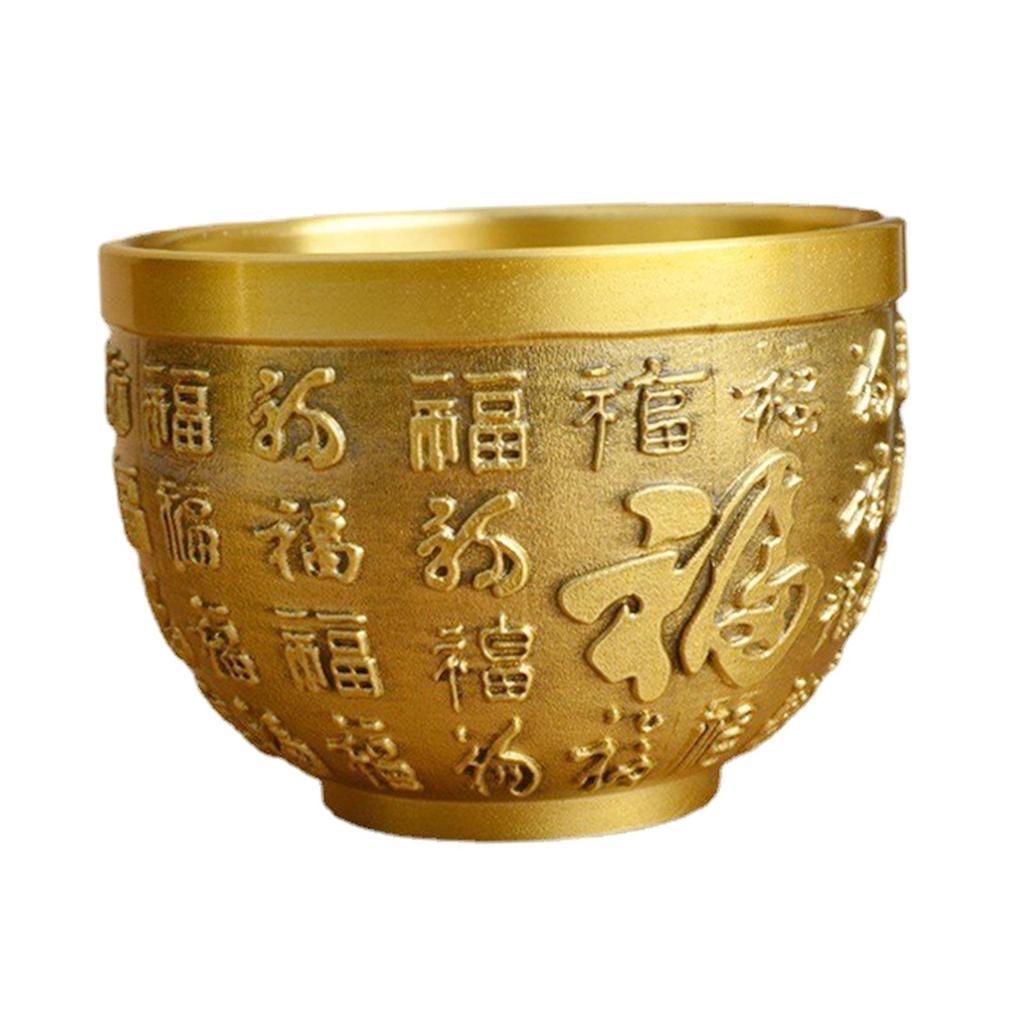 Brass Feng Shui Bowl Wealth Chinese Traditional Lucky Cornucopia Statue Sculpture Lucky Figurine Folk Treasure Bowl for