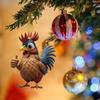 Acrylic Rooster Pendant 6styles Car Rearview Mirror Backpack Hanging Crafts New Year Christmas Tree Decors Gifts 1pc New