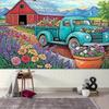 2D Rustic Farm Barn and Teal Truck Backdrop for Spring Party Photoshoot