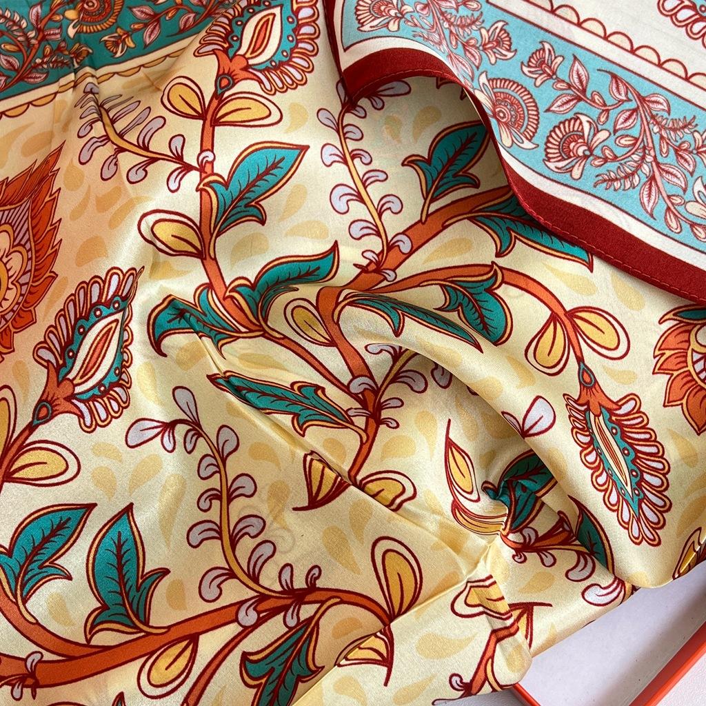 Шелковый шелковый шарф женский яркий цветок кешью темпераментный универсальный 70 см китайский квадратный шарф шарф из шелка тутового дерева шарф