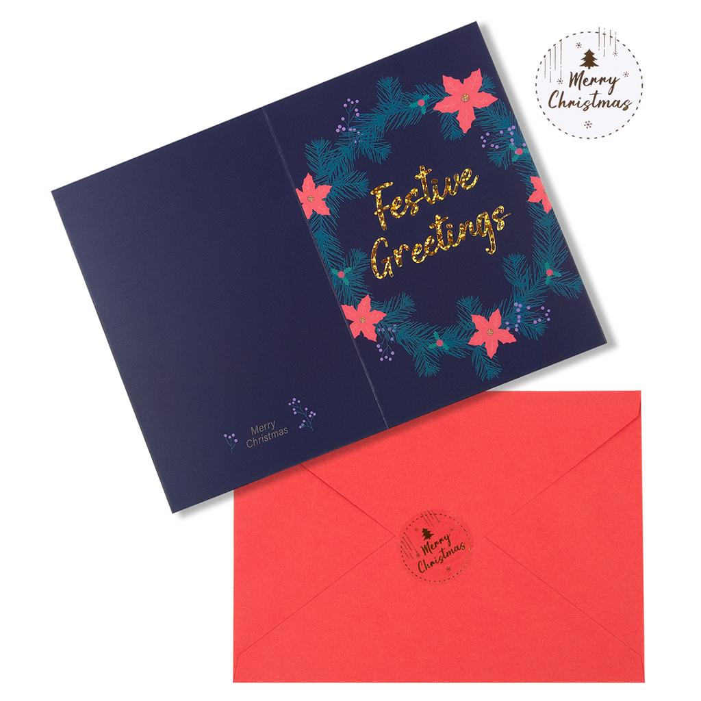 Merry Christmas Fold Greeting Cards with Envelope Xmas Party DIY Gifts Box Card for New Year Festival Decorations Navidad Noel