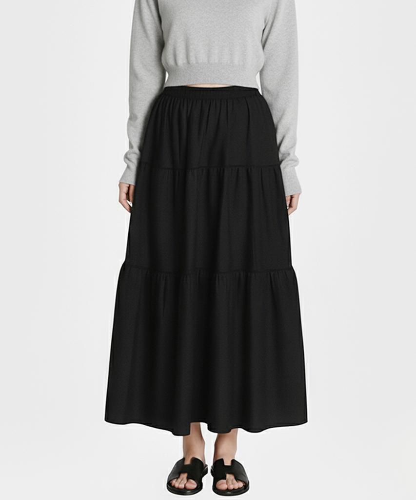 Многоярусная вязаная юбка Keulleiseu_Черная