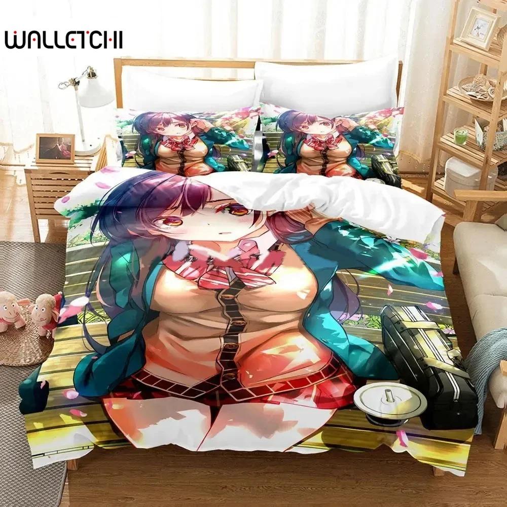 Anime Rent-A-Girlfriend Chizuru Bedding Set Boys Girls Twin Queen Size Duvet Cover Pillowcase Bed Kids Adult Home Textile