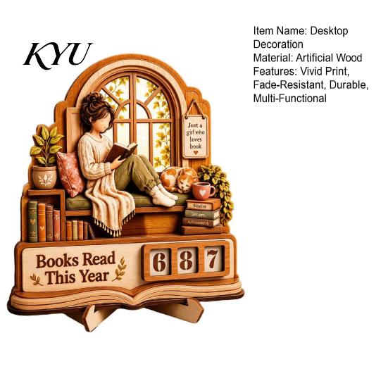 Образовательный инструмент для формирования привычки к чтению у детей, Трекер прочитанных книг за год, 3D-многослойный деревянный оконный трекер целей, Стенд с счетчиком для девочек, с заменяемыми