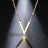 Stainless Steel Necklace For Women Lover's Gold And Rose Gold Color Simple V Pendant Necklace Engagement Jewelry Friends