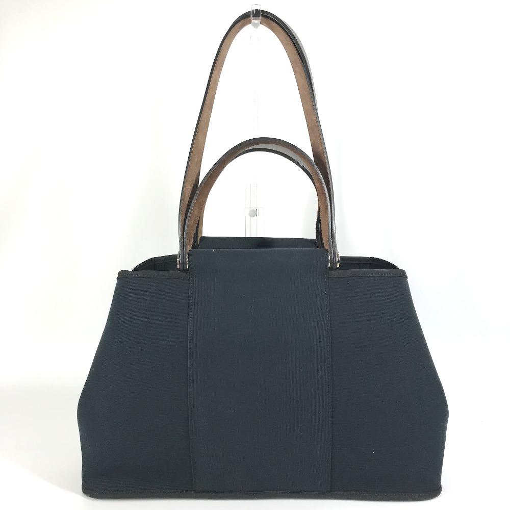 HERMES Kabak Elan PM Shoulder Bag Tote Bag Leather/Canvas Dark navy
