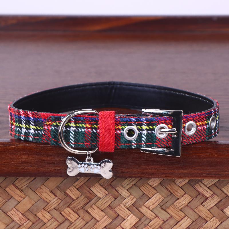Y2K Goth Vintage Dog Bone Charm Necklace Punk Trendy Choker Simple Red Plaid Leather Buckle Necklaces Collar Chain Jewelry