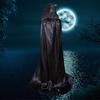 Halloween Children Cosplay Cloak Tie-up Dark Style Satin Hooded Loose Floor Length Pure Color Unisex Stage Show Performance Witch Cape