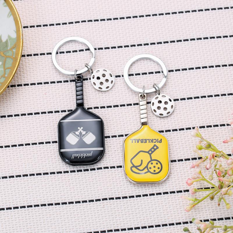 Цинковый сплав брелок для ключей в виде ракетки Pickleball для сумок, кошельков, автомобильных ключей, подвески, милый мини-сувенирный брелок для ключей Pickleball для спорта