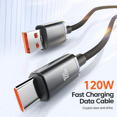 Кабель USB для быстрой зарядки 120 Вт 6 А Type C с быстрой зарядкой для iPhone 15 16 Pro Samsung Xiaomi 14 Huawei Телефон Кабели для быстрой зарядки и передачи данных