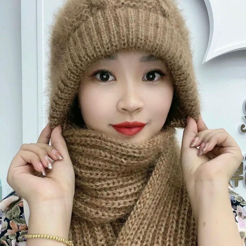 Neck Warmer Beanie Hat Scarf Thickened Scarf Set Hooded Fashion Ear Protection Hat Cycling