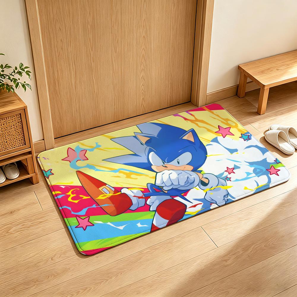 Game S-Sonic T-the H-Hedgehog Floor Mat Soft Flannel Floor Mat Suitable for Entryways, Living Rooms, Bedrooms, and Bathrooms