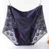 Lace High Waisted Underwear for Women Lingerie Sexy with Added Weight Enlarged Modal Satin Panties