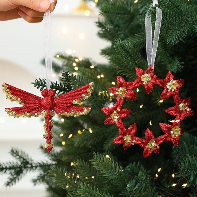 Weather proof Snowflake Christmas Decors Glittered Acrylic Hanging Piece for Multiple Scene
