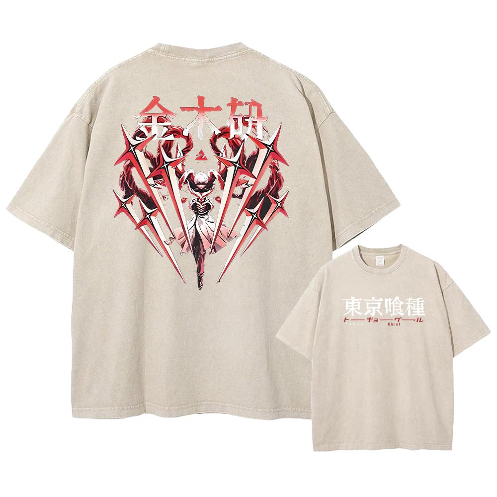 Аниме Tokyo Ghoul Kaneki Ken Графический принтованная кислотная футболка для мужчин Содержит хлопковую стираную футболку Горячая футболка Manga Harajuku унисекс