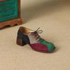 Fashion New Spring Mixed Color Loafers Woman Shoes Chunky Heels Round Toe High Heels Shoes for Women Lace Women Pumps Zaptos De Mujer