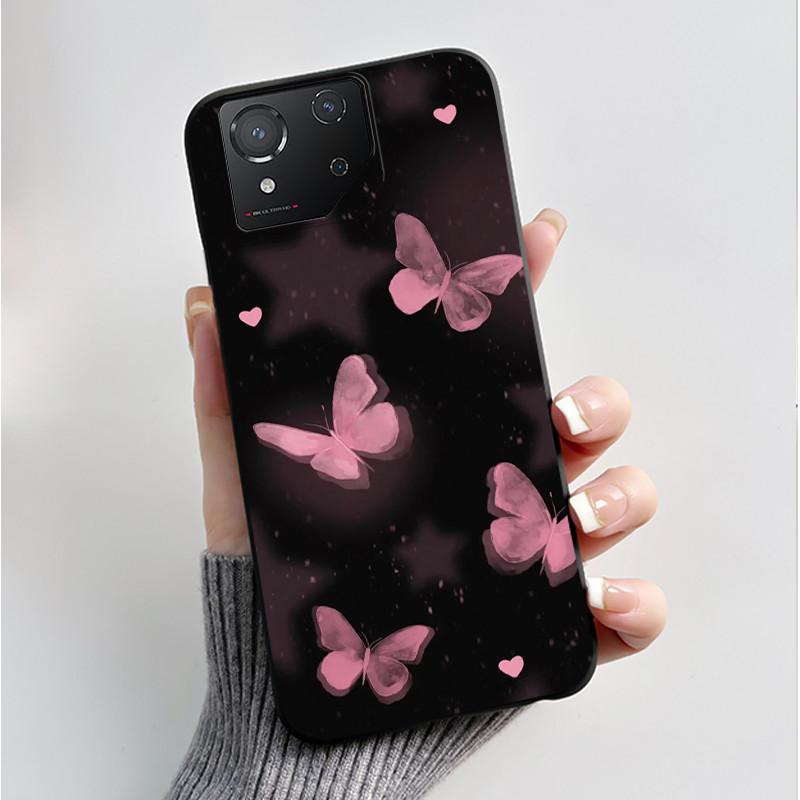 Чехол для ASUS ROG Phone 8 Чехол для ROG Phone 8 Pro Capa Мягкий Силикон Черный Корпус Чехлы для Телефона с Милым Цветочным Мультяшным Принтом